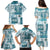 Hawaiian Quilt Family Matching Puletasi Dress and Hawaiian Shirt Tiki Tropical Retro Dark Cyan Version LT14 - Polynesian Pride