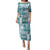 Hawaiian Quilt Family Matching Puletasi Dress and Hawaiian Shirt Tiki Tropical Retro Dark Cyan Version LT14 Mom's Dress Dark Cyan - Polynesian Pride