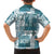 Hawaiian Quilt Family Matching Short Sleeve Bodycon Dress and Hawaiian Shirt Tiki Tropical Retro Dark Cyan Version LT14 - Polynesian Pride