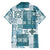 Hawaiian Quilt Family Matching Short Sleeve Bodycon Dress and Hawaiian Shirt Tiki Tropical Retro Dark Cyan Version LT14 - Polynesian Pride