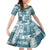 Hawaiian Quilt Kid Short Sleeve Dress Tiki Tropical Retro Dark Cyan Version LT14 KID Dark Cyan - Polynesian Pride