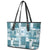 Hawaiian Quilt Leather Tote Bag Tiki Tropical Retro Dark Cyan Version LT14 - Polynesian Pride