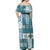 Hawaiian Quilt Off Shoulder Maxi Dress Tiki Tropical Retro Dark Cyan Version LT14 - Polynesian Pride