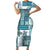 Hawaiian Quilt Short Sleeve Bodycon Dress Tiki Tropical Retro Dark Cyan Version LT14 Long Dress Dark Cyan - Polynesian Pride