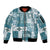 Hawaiian Quilt Sleeve Zip Bomber Jacket Tiki Tropical Retro Dark Cyan Version LT14 Unisex Dark Cyan - Polynesian Pride