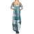 Hawaiian Quilt Summer Maxi Dress Tiki Tropical Retro Dark Cyan Version LT14 - Polynesian Pride