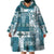 Hawaiian Quilt Wearable Blanket Hoodie Tiki Tropical Retro Dark Cyan Version LT14 - Polynesian Pride