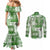 Hawaiian Quilt Couples Matching Mermaid Dress and Long Sleeve Button Shirt Tiki Tropical Retro Green Version LT14 - Polynesian Pride