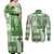 Hawaiian Quilt Couples Matching Off Shoulder Maxi Dress and Long Sleeve Button Shirt Tiki Tropical Retro Green Version LT14 - Polynesian Pride