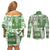 Hawaiian Quilt Couples Matching Off Shoulder Short Dress and Long Sleeve Button Shirt Tiki Tropical Retro Green Version LT14 - Polynesian Pride