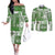 Hawaiian Quilt Couples Matching Off The Shoulder Long Sleeve Dress and Long Sleeve Button Shirt Tiki Tropical Retro Green Version LT14 Green - Polynesian Pride