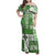 Hawaiian Quilt Family Matching Off Shoulder Maxi Dress and Hawaiian Shirt Tiki Tropical Retro Green Version LT14 Mom's Dress Green - Polynesian Pride