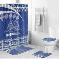 Tonga Tupou College Toloa Bathroom Set 160 Years Anniversary Tongan Ngatu Pattern LT14 Bathroom Set (4 pcs) Blue - Polynesian Pride