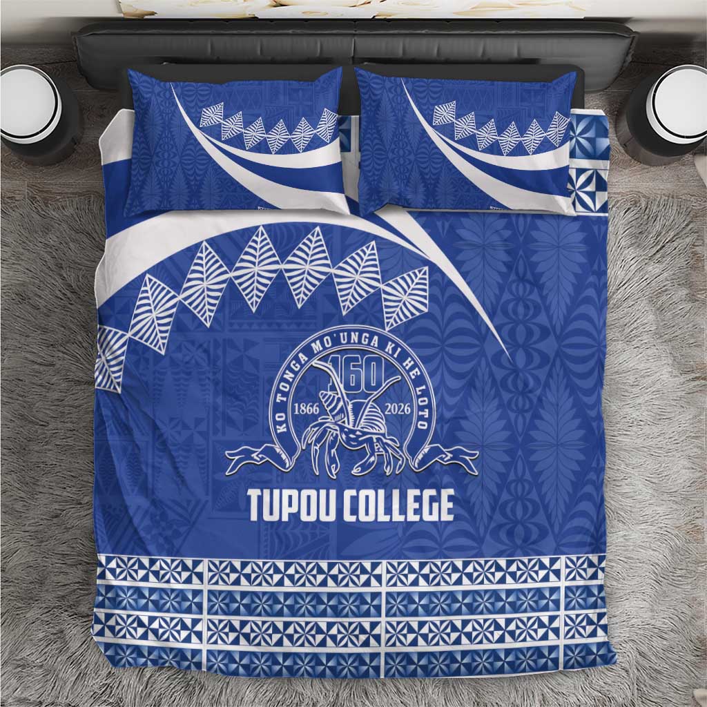 Tonga Tupou College Toloa Bedding Set 160 Years Anniversary Tongan Ngatu Pattern LT14 Blue - Polynesian Pride