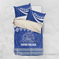 Tonga Tupou College Toloa Bedding Set 160 Years Anniversary Tongan Ngatu Pattern LT14 US Twin 172cm x 218cm Blue - Polynesian Pride
