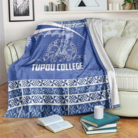 Tonga Tupou College Toloa Blanket 160 Years Anniversary Tongan Ngatu Pattern LT14 Blue - Polynesian Pride