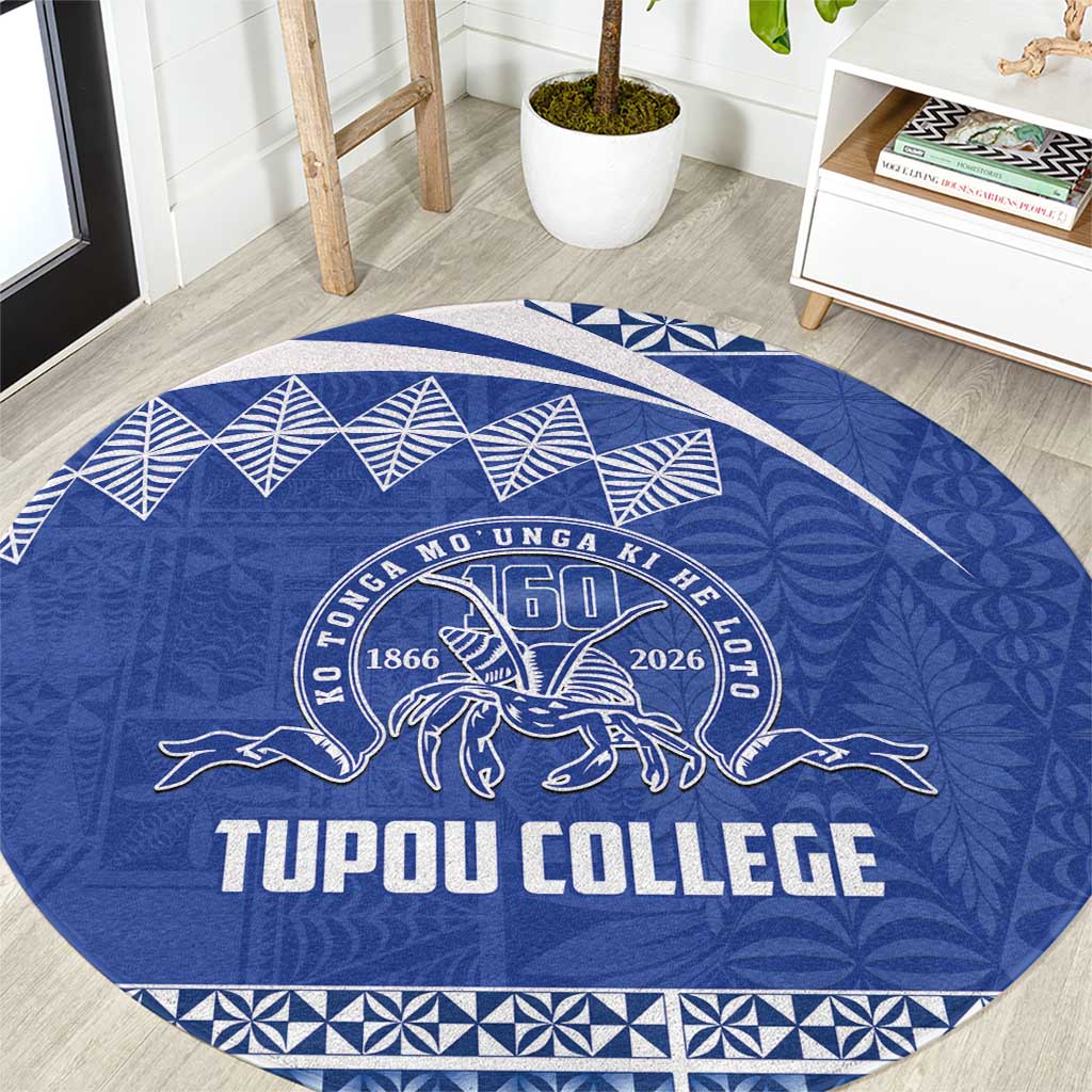 Tonga Tupou College Toloa Round Carpet 160 Years Anniversary Tongan Ngatu Pattern LT14 Blue - Polynesian Pride