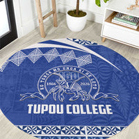 Tonga Tupou College Toloa Round Carpet 160 Years Anniversary Tongan Ngatu Pattern LT14 Blue - Polynesian Pride