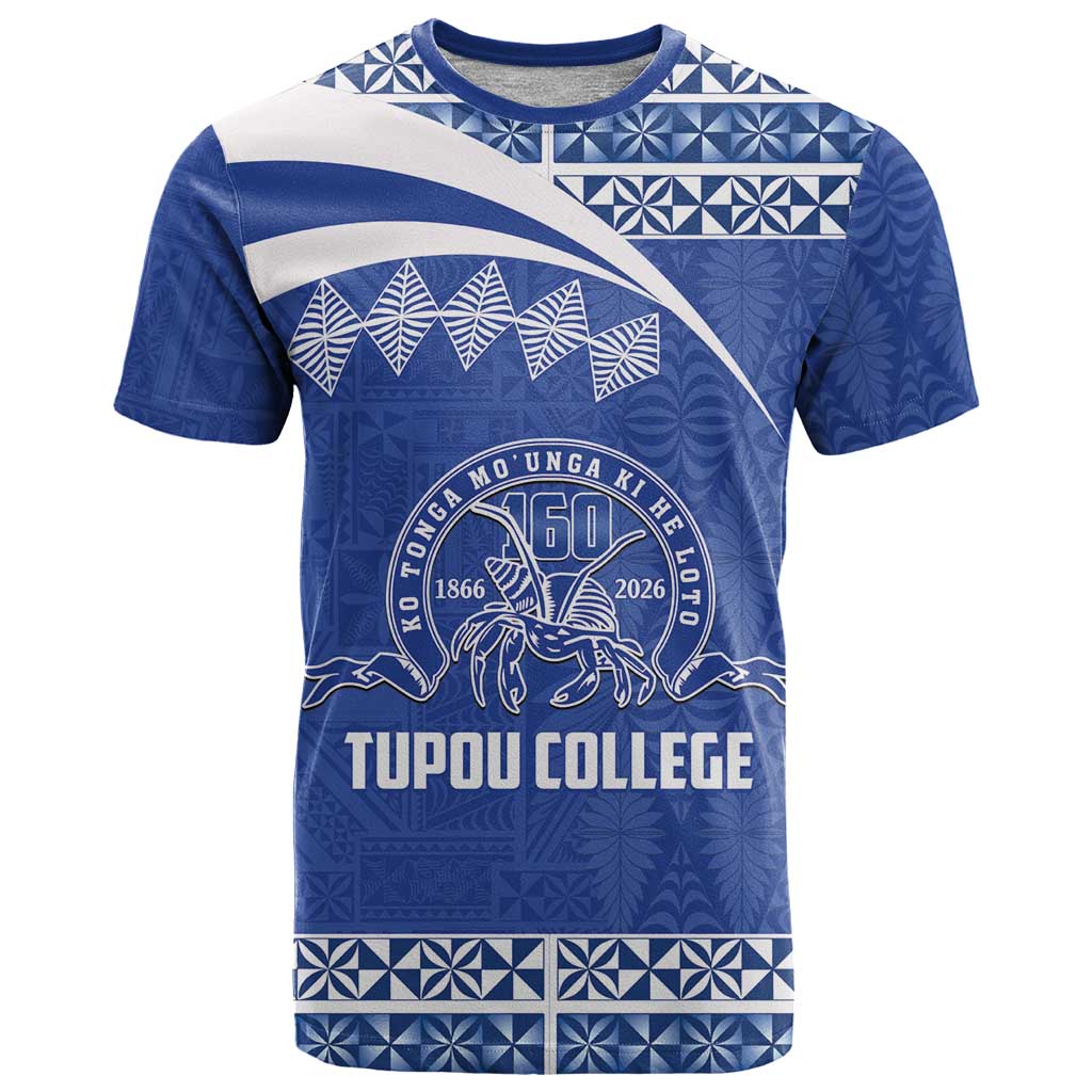 Personalised Tonga Tupou College Toloa T Shirt 160 Years Anniversary Tongan Ngatu Pattern LT14 Blue - Polynesian Pride