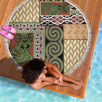 Beige Aotearoa Kowhaiwhai Pattern Beach Blanket NZ Maori Quilt Style LT14 - Polynesian Pride