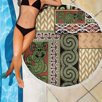 Beige Aotearoa Kowhaiwhai Pattern Beach Blanket NZ Maori Quilt Style LT14 - Polynesian Pride