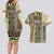 Beige Aotearoa Kowhaiwhai Pattern Couples Matching Long Sleeve Bodycon Dress and Hawaiian Shirt NZ Maori Quilt Style