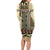 Beige Aotearoa Kowhaiwhai Pattern Family Matching Long Sleeve Bodycon Dress and Hawaiian Shirt NZ Maori Quilt Style