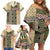 Beige Aotearoa Kowhaiwhai Pattern Family Matching Off Shoulder Short Dress and Hawaiian Shirt NZ Maori Quilt Style