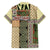 Beige Aotearoa Kowhaiwhai Pattern Family Matching Off Shoulder Short Dress and Hawaiian Shirt NZ Maori Quilt Style