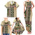 Beige Aotearoa Kowhaiwhai Pattern Family Matching Tank Maxi Dress and Hawaiian Shirt NZ Maori Quilt Style