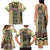 Beige Aotearoa Kowhaiwhai Pattern Family Matching Tank Maxi Dress and Hawaiian Shirt NZ Maori Quilt Style