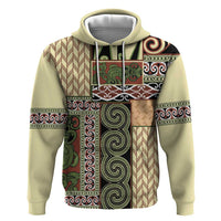 Beige Aotearoa Kowhaiwhai Pattern Hoodie NZ Maori Quilt Style LT14 Pullover Hoodie Beige - Polynesian Pride