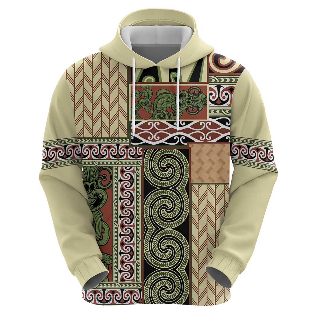 Beige Aotearoa Kowhaiwhai Pattern Hoodie NZ Maori Quilt Style LT14 - Polynesian Pride