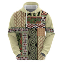 Beige Aotearoa Kowhaiwhai Pattern Hoodie NZ Maori Quilt Style LT14 - Polynesian Pride