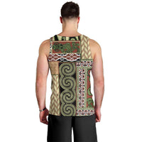 Beige Aotearoa Kowhaiwhai Pattern Men Tank Top NZ Maori Quilt Style LT14 - Polynesian Pride