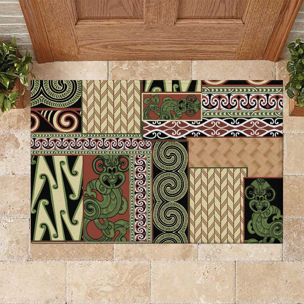 Beige Aotearoa Kowhaiwhai Pattern Rubber Doormat NZ Maori Quilt Style LT14 Beige - Polynesian Pride