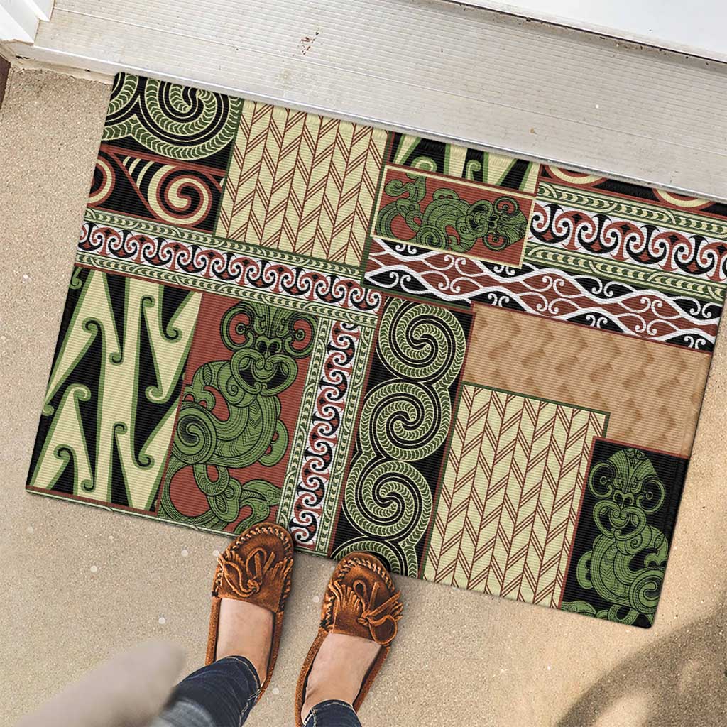 Beige Aotearoa Kowhaiwhai Pattern Rubber Doormat NZ Maori Quilt Style LT14 - Polynesian Pride