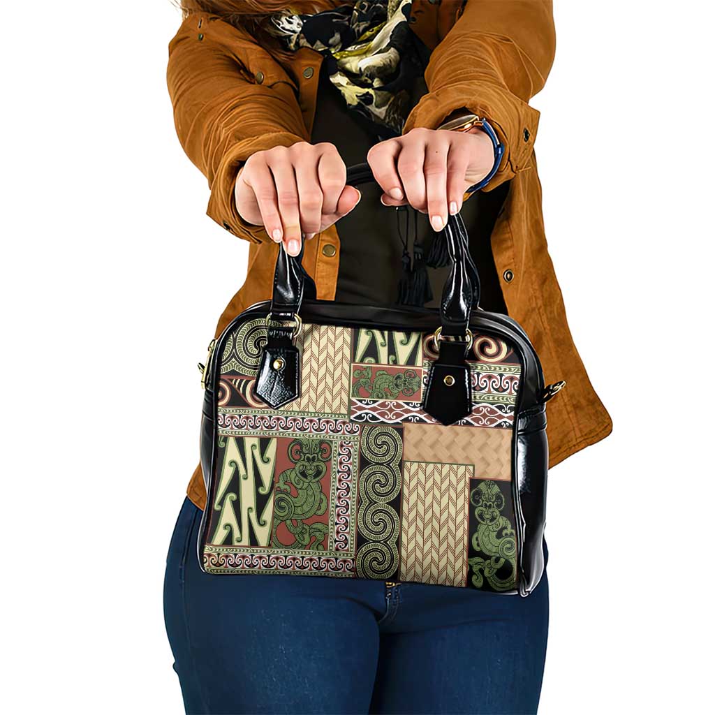 Beige Aotearoa Kowhaiwhai Pattern Shoulder Handbag NZ Maori Quilt Style LT14 One Size Beige - Polynesian Pride