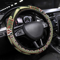 Beige Aotearoa Kowhaiwhai Pattern Steering Wheel Cover NZ Maori Quilt Style LT14 Universal Fit Beige - Polynesian Pride