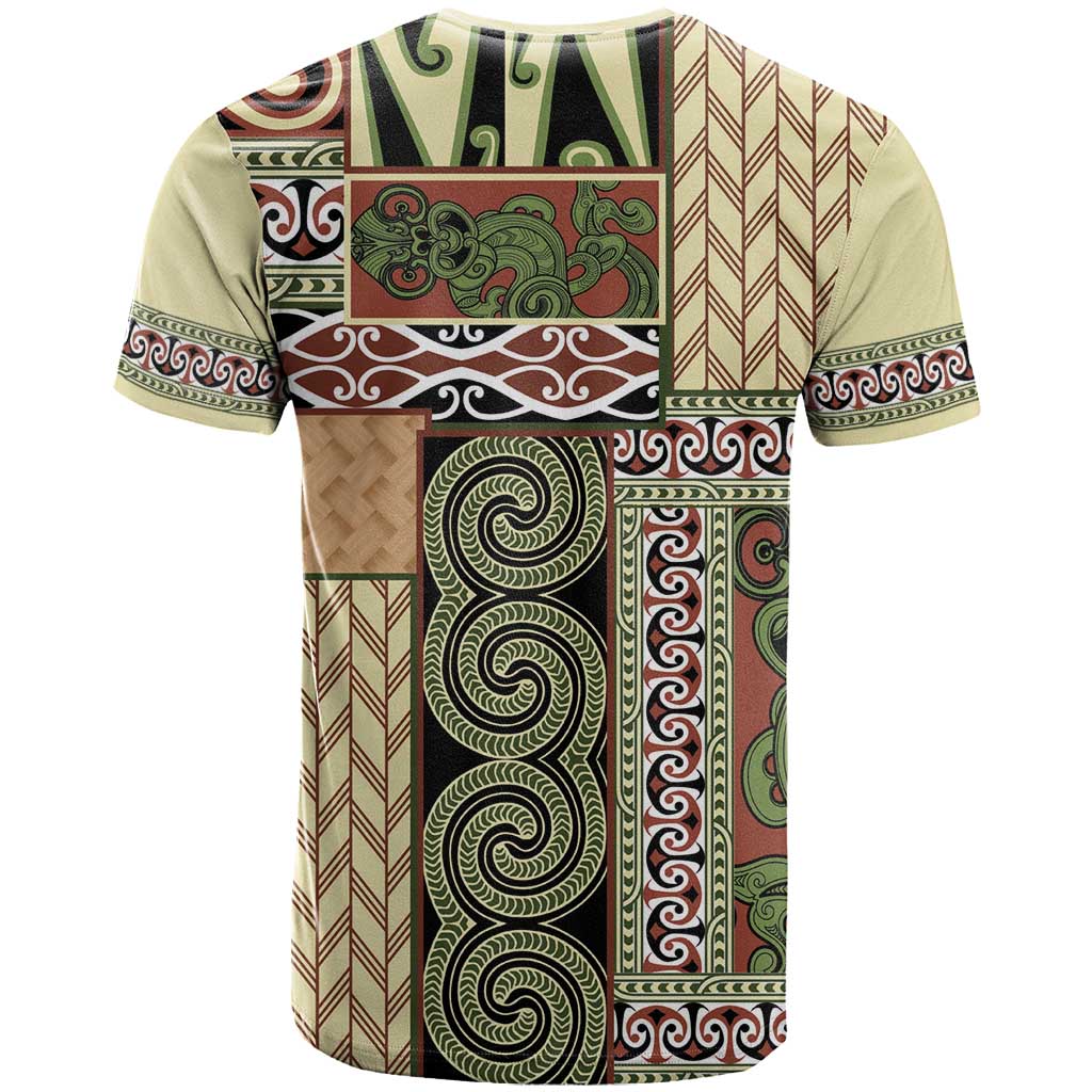 Beige Aotearoa Kowhaiwhai Pattern T Shirt NZ Maori Quilt Style LT14 - Polynesian Pride