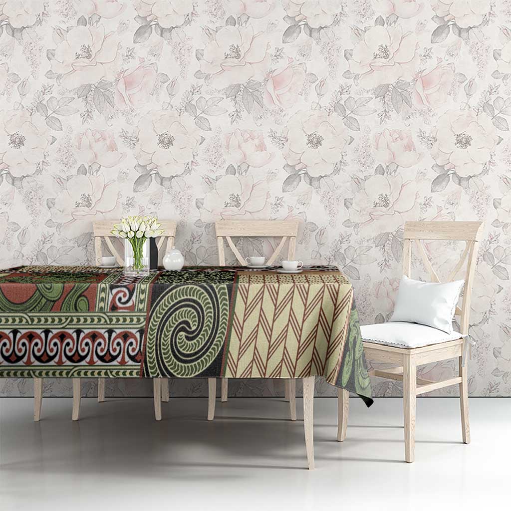Beige Aotearoa Kowhaiwhai Pattern Tablecloth NZ Maori Quilt Style LT14 - Polynesian Pride