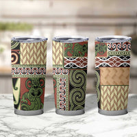 Beige Aotearoa Kowhaiwhai Pattern Tumbler Cup NZ Maori Quilt Style LT14 - Polynesian Pride