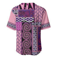 Pink Aotearoa Kowhaiwhai Pattern Baseball Jersey NZ Maori Quilt Style LT14 - Polynesian Pride