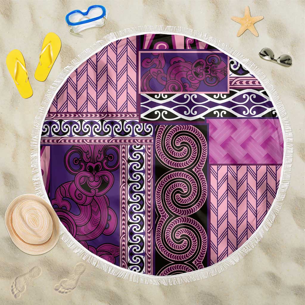 Pink Aotearoa Kowhaiwhai Pattern Beach Blanket NZ Maori Quilt Style LT14 One Size 150cm Pink - Polynesian Pride