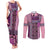 Pink Aotearoa Kowhaiwhai Pattern Couples Matching Tank Maxi Dress and Long Sleeve Button Shirt NZ Maori Quilt Style