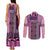 Pink Aotearoa Kowhaiwhai Pattern Couples Matching Tank Maxi Dress and Long Sleeve Button Shirt NZ Maori Quilt Style