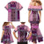 Pink Aotearoa Kowhaiwhai Pattern Family Matching Mermaid Dress and Hawaiian Shirt NZ Maori Quilt Style