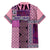 Pink Aotearoa Kowhaiwhai Pattern Family Matching Short Sleeve Bodycon Dress and Hawaiian Shirt NZ Maori Quilt Style