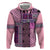 Pink Aotearoa Kowhaiwhai Pattern Hoodie NZ Maori Quilt Style