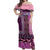 Pink Aotearoa Kowhaiwhai Pattern Off Shoulder Maxi Dress NZ Maori Quilt Style